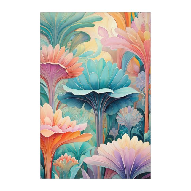 Flora 2 Floral Pastel Acrylic Wall Art  (Front)