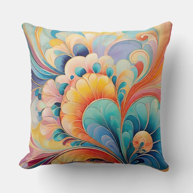 Flora 3 Floral Pastel Throw Pillow (Front)