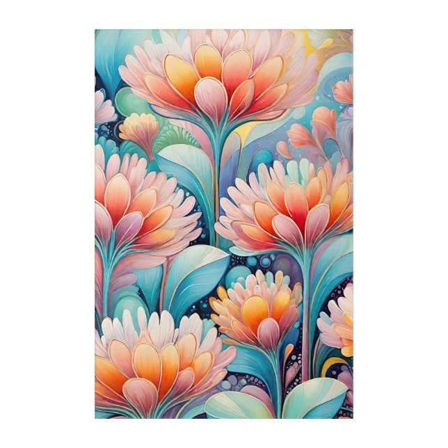 Flora 4 Floral Pastel Acrylic Wall Art  (Front)