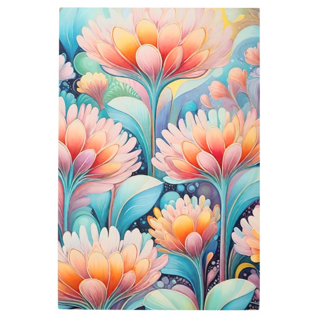 Flora 4 Floral Pastel Metal Wall Art  (Front)