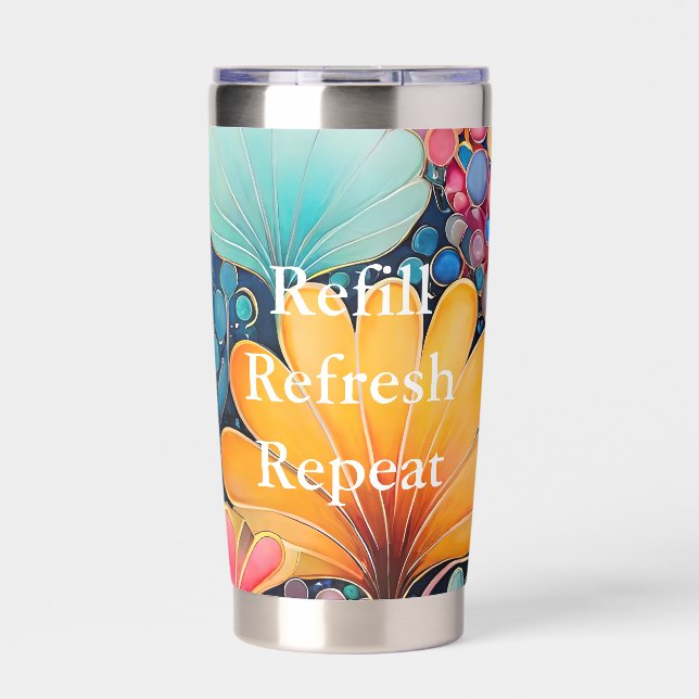 Flora 6 Floral Pastel Water Bottle Insulated Tumbler (Front)