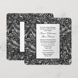 Flora and Fauna Black and White Wedding Invitation