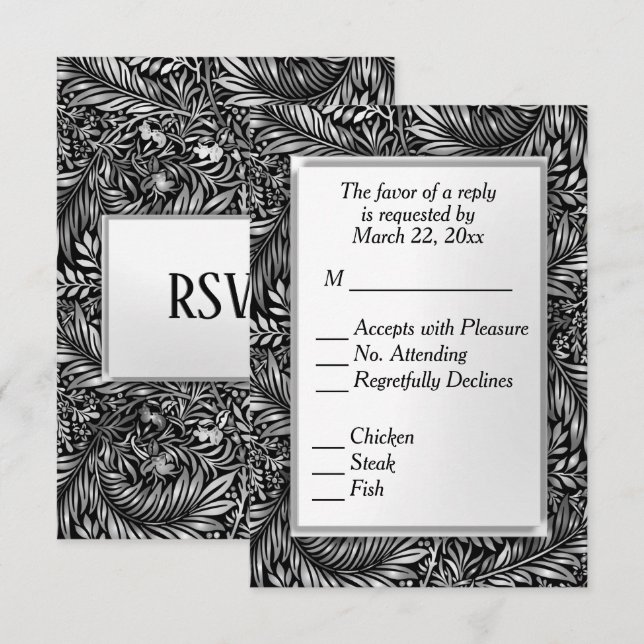 Flora and Fauna Black and White with Menu Choice (Front/Back)