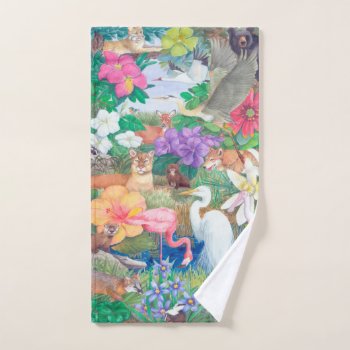 Flora And Fauna Hand Towel by cciart at Zazzle