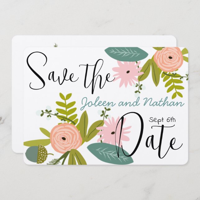 Flora and Fauna Invitation SAVE THE DATE (Front/Back)