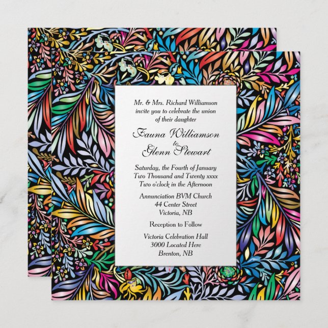 Flora and Fauna Multi Color Wedding Invitation (Front/Back)