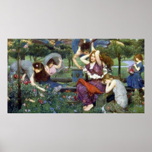 Flora and the Zephyrs, by John William Waterhouse Poster