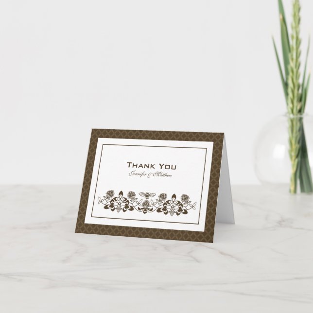 Flora Bee Thank You Card with Name (Front)