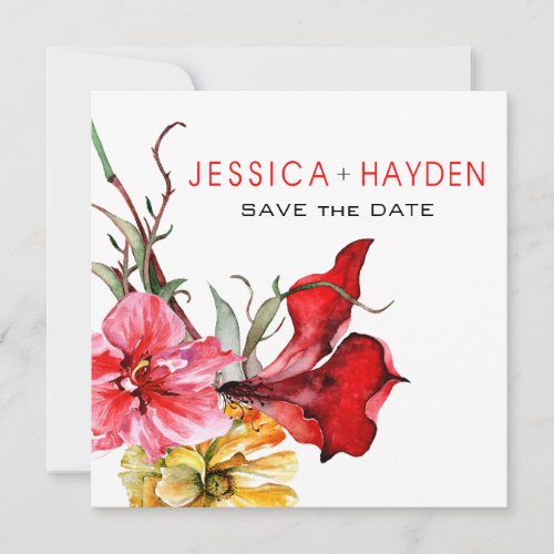 Flora Botanica Watercolor Flowers Save the Date