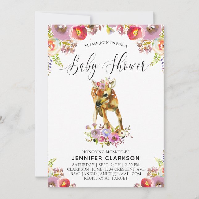 Flora Doe Baby Shower Invitation (Front)