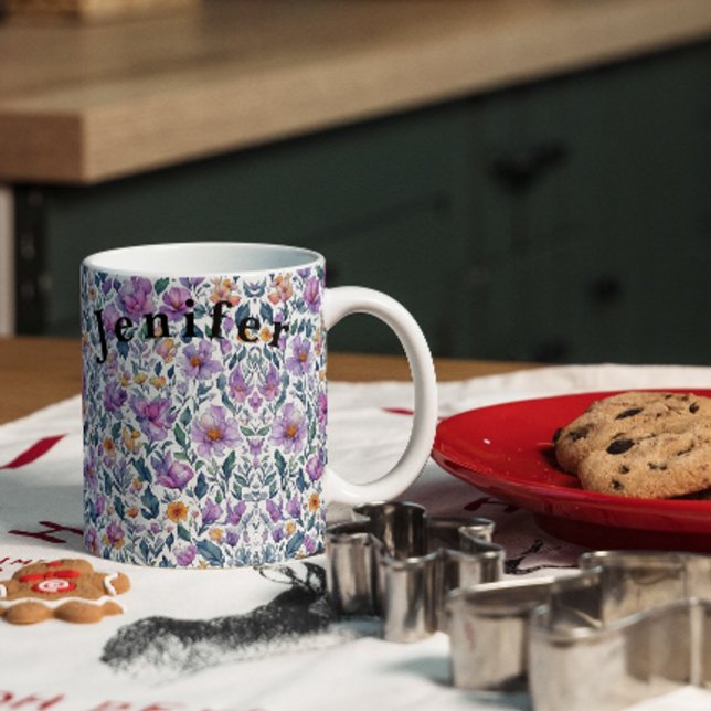 Flora Flowers Watercolor Vector White Coffee Mug (Creator Uploaded)