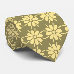 Flora Foulard Flower Khaki & Yellow Two-sided Tie