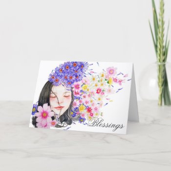 Flora Happy Flowers Pagan Wiccan Ostara Beltane Holiday Card by Cosmic_Crow_Designs at Zazzle