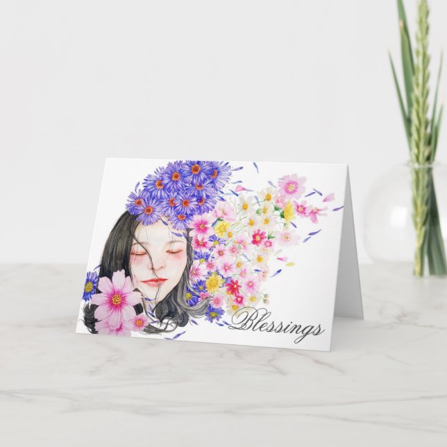 Flora Happy Flowers Pagan Wiccan Ostara Beltane Holiday Card (Front)