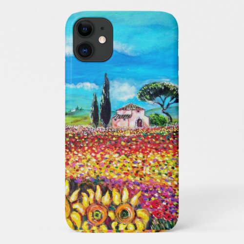 FLORA IN TUSCANY Fields Poppies and Sunflowers iPhone 11 Case
