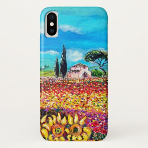 FLORA IN TUSCANY Fields Poppies and Sunflowers iPhone X Case