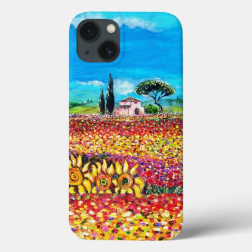 FLORA IN TUSCANY Fields Poppies and Sunflowers iPhone 13 Case