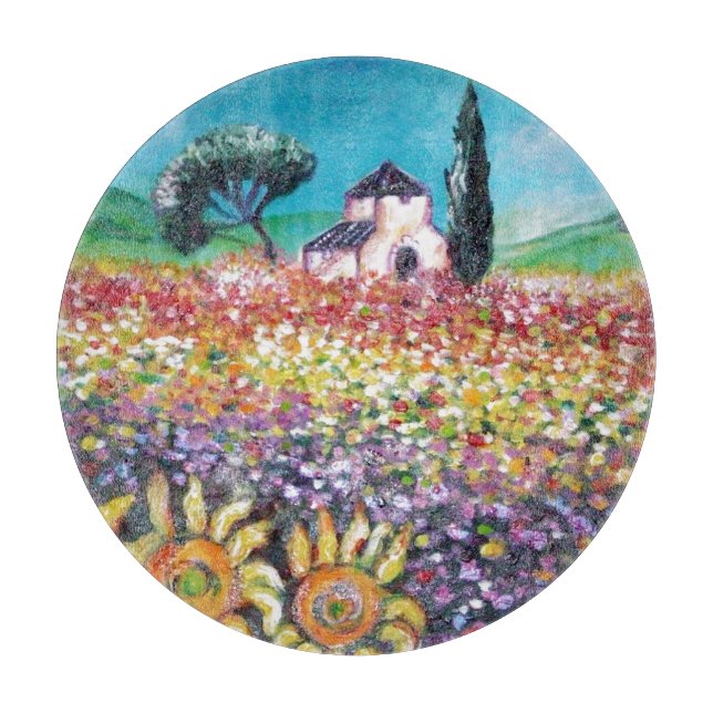 FLORA IN TUSCANY/ Fields ,Poppies and Sunflowers  Cutting Board (Front)