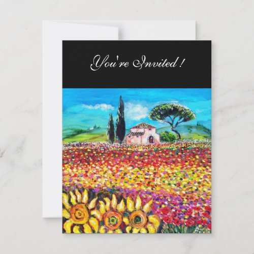 FLORA IN TUSCANY Fields Poppies and Sunflowers Invitation