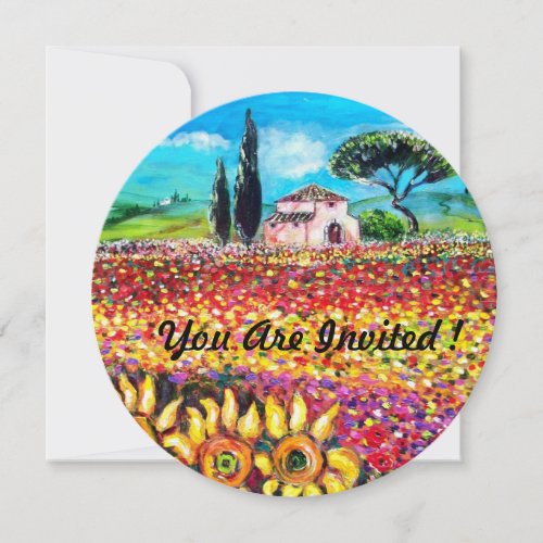 FLORA IN TUSCANY Fields Poppies and Sunflowers Invitation