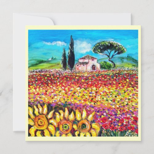 FLORA IN TUSCANY Fields Poppies and Sunflowers Invitation