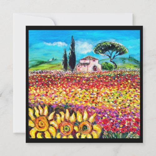 FLORA IN TUSCANY Fields Poppies and Sunflowers Invitation