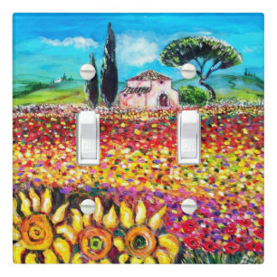 FLORA IN TUSCANY/ Fields ,Poppies and Sunflowers Light Switch Cover