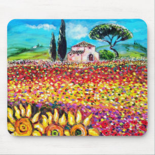 FLORA IN TUSCANY/ Fields ,Poppies and Sunflowers Mouse Pad
