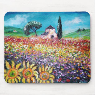 FLORA IN TUSCANY/ Fields ,Poppies and Sunflowers Mouse Pad
