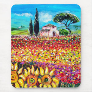 FLORA IN TUSCANY/ Fields ,Poppies and Sunflowers Mouse Pad