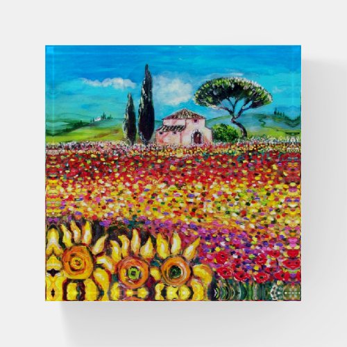 FLORA IN TUSCANY Fields Poppies and Sunflowers Paperweight