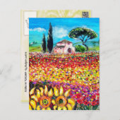 FLORA IN TUSCANY/ Fields ,Poppies and Sunflowers Postcard (Front/Back)