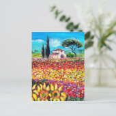 FLORA IN TUSCANY/ Fields ,Poppies and Sunflowers Postcard (Standing Front)