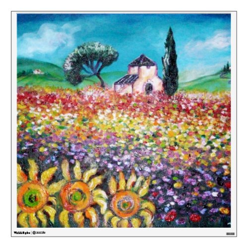 FLORA IN TUSCANY Fields Poppies and Sunflowers Wall Decal