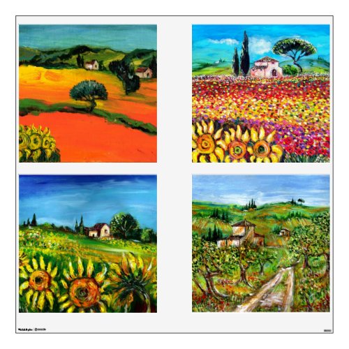 FLORA IN TUSCANY Fields Poppies and Sunflowers Wall Sticker