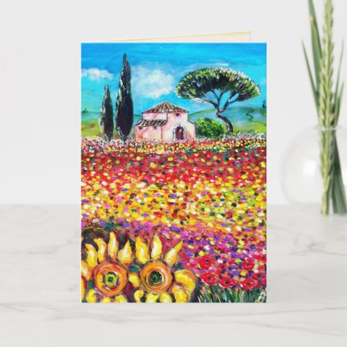 FLORA IN TUSCANY Poppies and Sunflowers Card