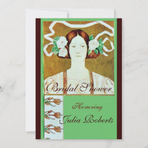 FLORA / LADY WITH WHITE ROSES BRIDAL SHOWER PARTY INVITATION