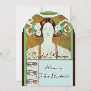 FLORA / LADY WITH WHITE ROSES BRIDAL SHOWER PARTY INVITATION