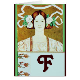 FLORA / LADY WITH WHITE ROSES MONOGRAM CARDS
