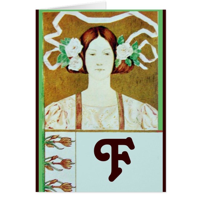 FLORA / LADY WITH WHITE ROSES MONOGRAM CARDS (Front)