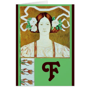FLORA/ LADY WITH WHITE ROSES MONOGRAM CARDS