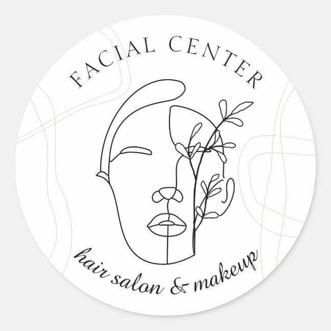 Flora Modern Makeup Woman Skin Hair Stylist Facial Classic Round Sticker