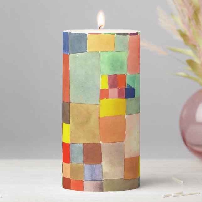 Flora on Sand by Paul Klee, Abstract Art  Pillar Candle (In Situ)