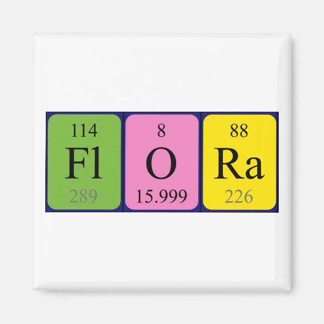 Flora periodic table name magnet (Front)
