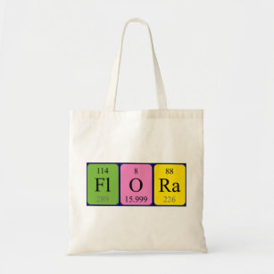 Flora periodic table name tote bag