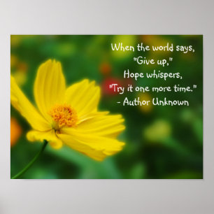 Flora Photo of Yellow Flower with Quote Poster