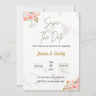 Flora Pink Wedding Invitation - Save the date