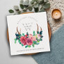 Flora Stag Antlers Monogram Thank You For Shopping Square Business Card