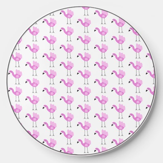 Flora The Flamingo Pattern Wireless Charger (Front)