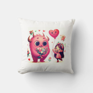 Flora the Friendly Monster Throw Pillow